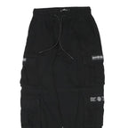 FB SISTER Mens Cotton Blend Black Relaxed Cargo Trousers W26 L26 Drawstring