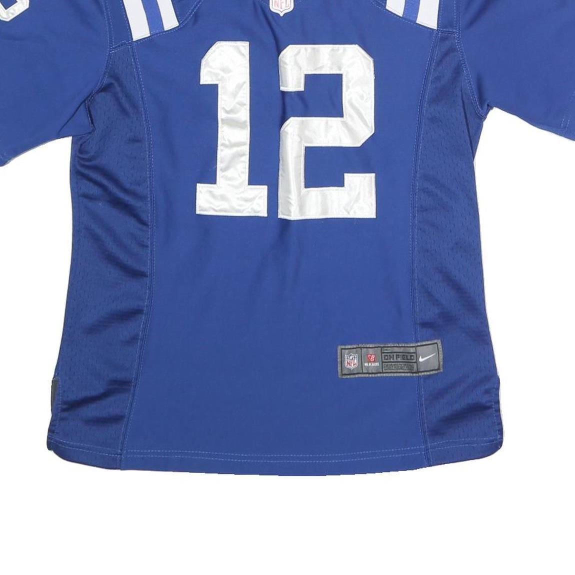 NIKE Womens Blue NFL Graphic T-Shirt M Short Sleeve V-Neck Luck 12 Jersey