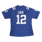 NIKE Womens Blue NFL Graphic T-Shirt M Short Sleeve V-Neck Luck 12 Jersey