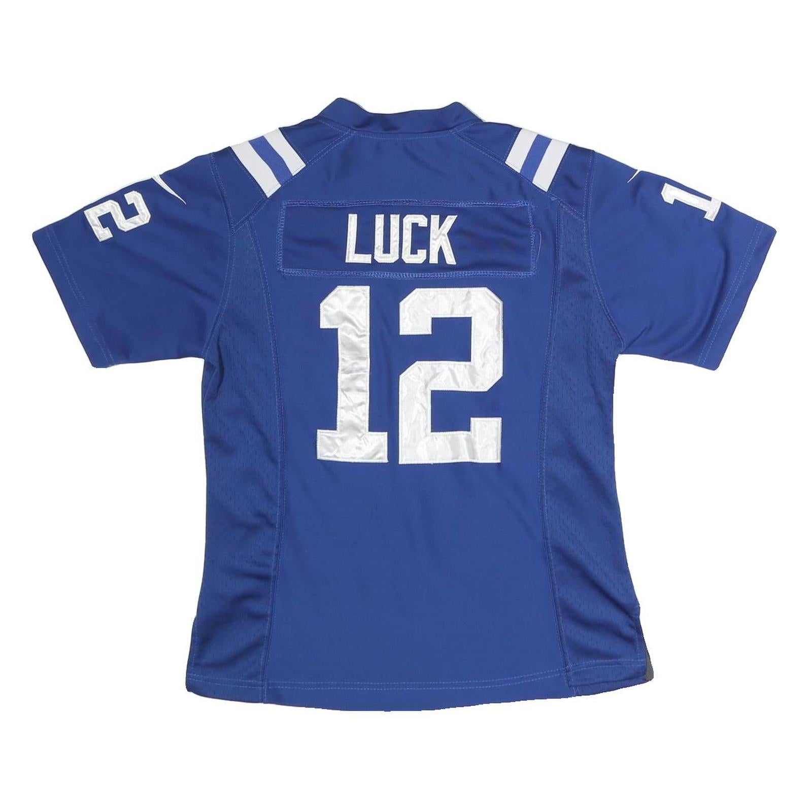 NIKE Womens Blue NFL Graphic T-Shirt M Short Sleeve V-Neck Luck 12 Jersey