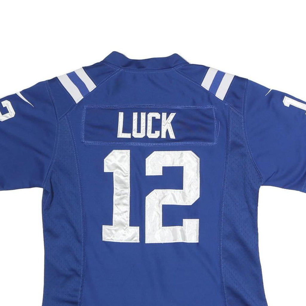 NIKE Womens Blue NFL Graphic T-Shirt M Short Sleeve V-Neck Luck 12 Jersey