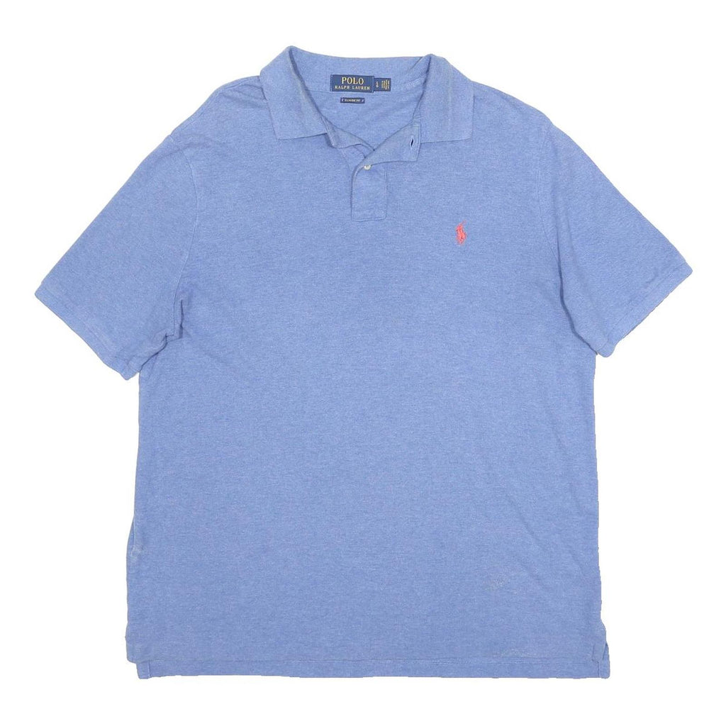 POLO RALPH LAUREN Mens Blue Short Sleeve Plain L Cotton Polo Shirt Casual