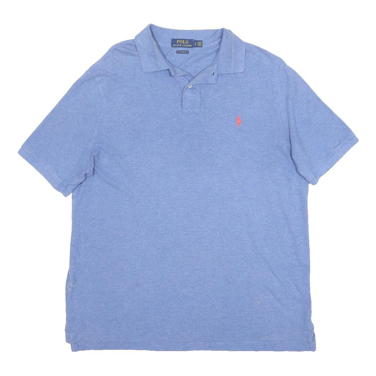 POLO RALPH LAUREN Mens Blue Short Sleeve Plain L Cotton Polo Shirt Casual