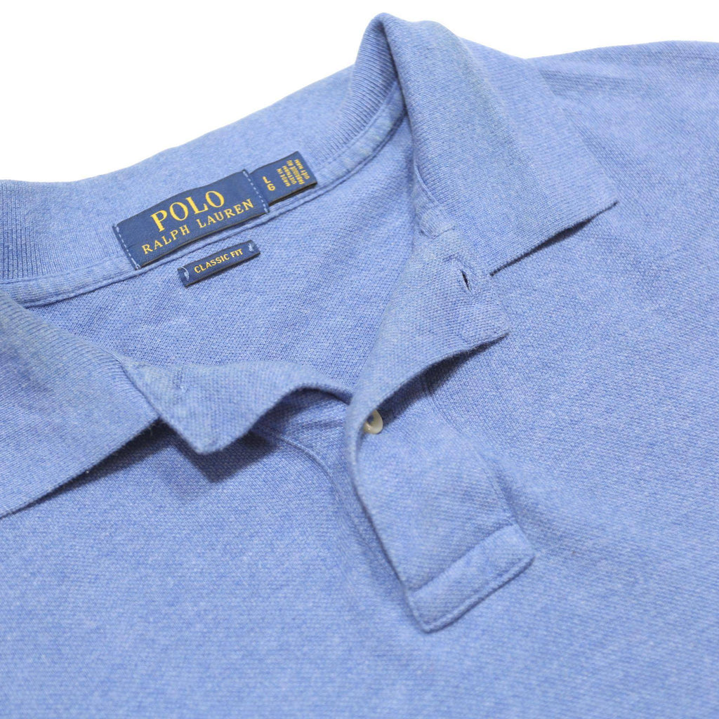 POLO RALPH LAUREN Mens Blue Short Sleeve Plain L Cotton Polo Shirt Casual
