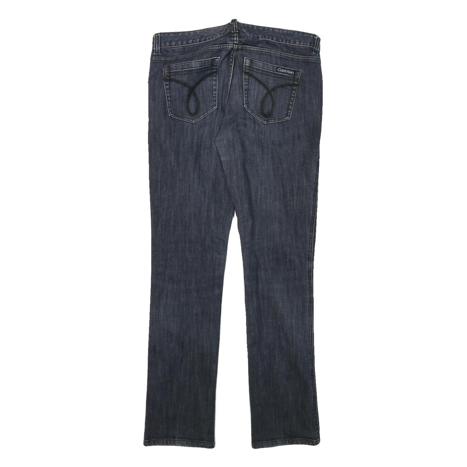 CALVIN KLEIN JEANS Womens Regular Fit Straight Denim Dark Wash W30 L30 Stylish