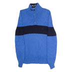 NAUTICA Mens Jumper Blue Colourblock 1/4 Zip Tight Knit S