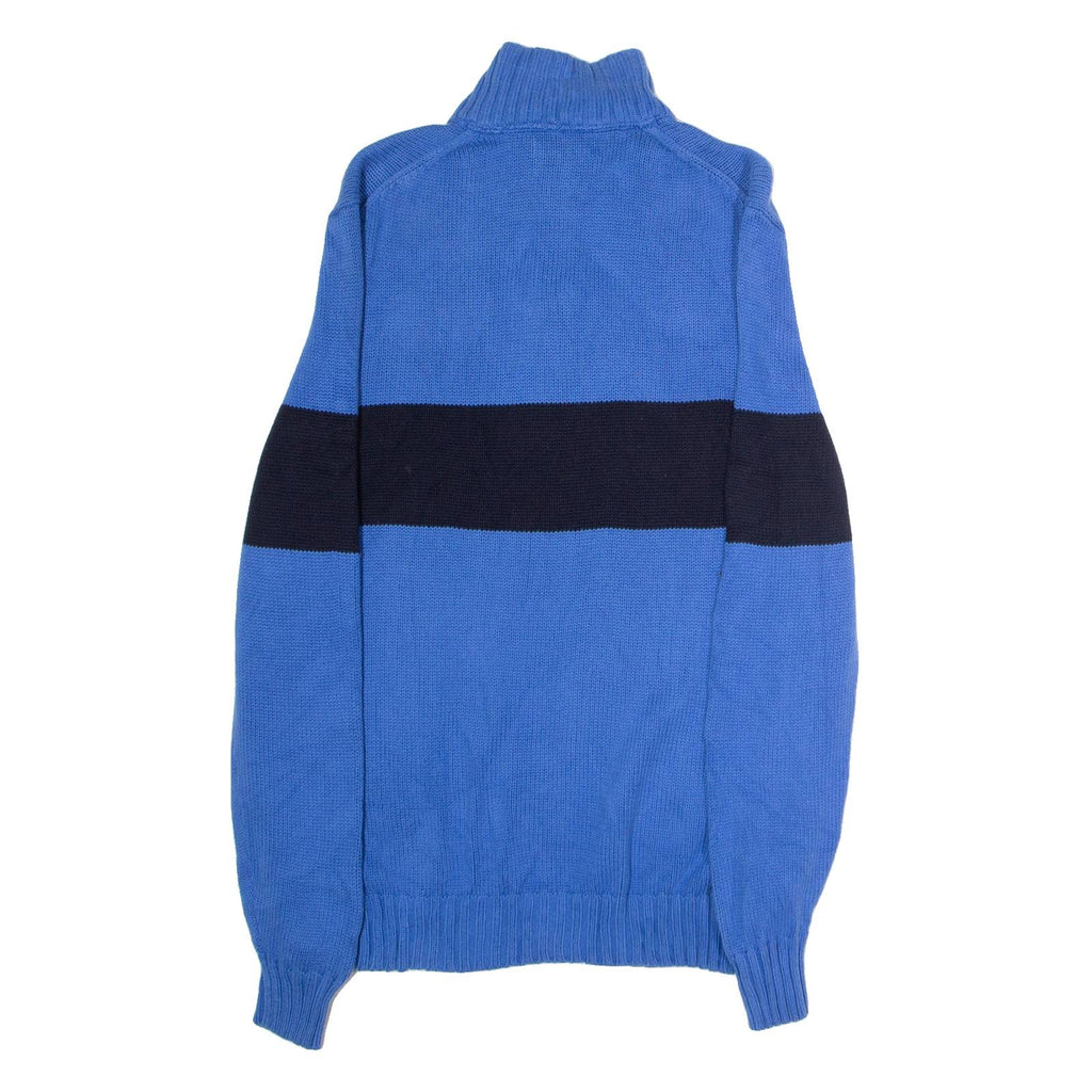 NAUTICA Mens Jumper Blue Colourblock 1/4 Zip Tight Knit S