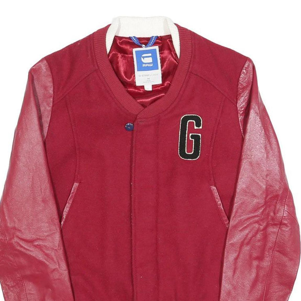 G-STAR Womens Red Varsity Jacket S Wool Blend Button Bomber Style