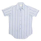 LORD & LORD Mens White & Blue Patterned Shirt S Summer Casual Short Sleeve