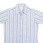 LORD & LORD Mens White & Blue Patterned Shirt S Summer Casual Short Sleeve