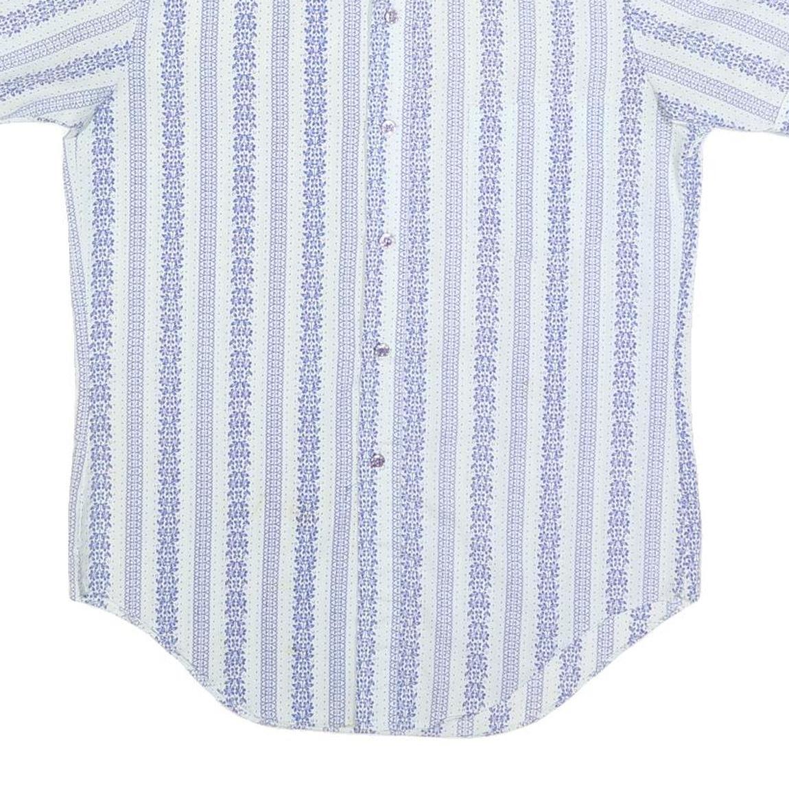 LORD & LORD Mens White & Blue Patterned Shirt S Summer Casual Short Sleeve