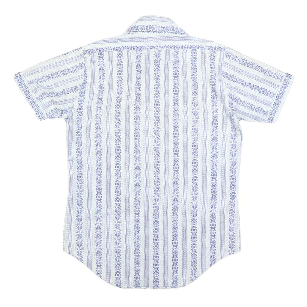 LORD & LORD Mens White & Blue Patterned Shirt S Summer Casual Short Sleeve