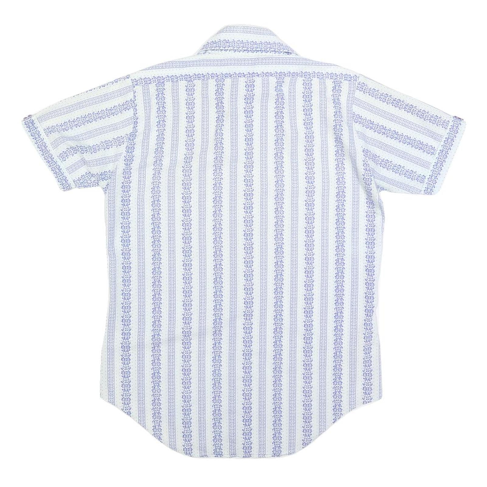 LORD & LORD Mens White & Blue Patterned Shirt S Summer Casual Short Sleeve