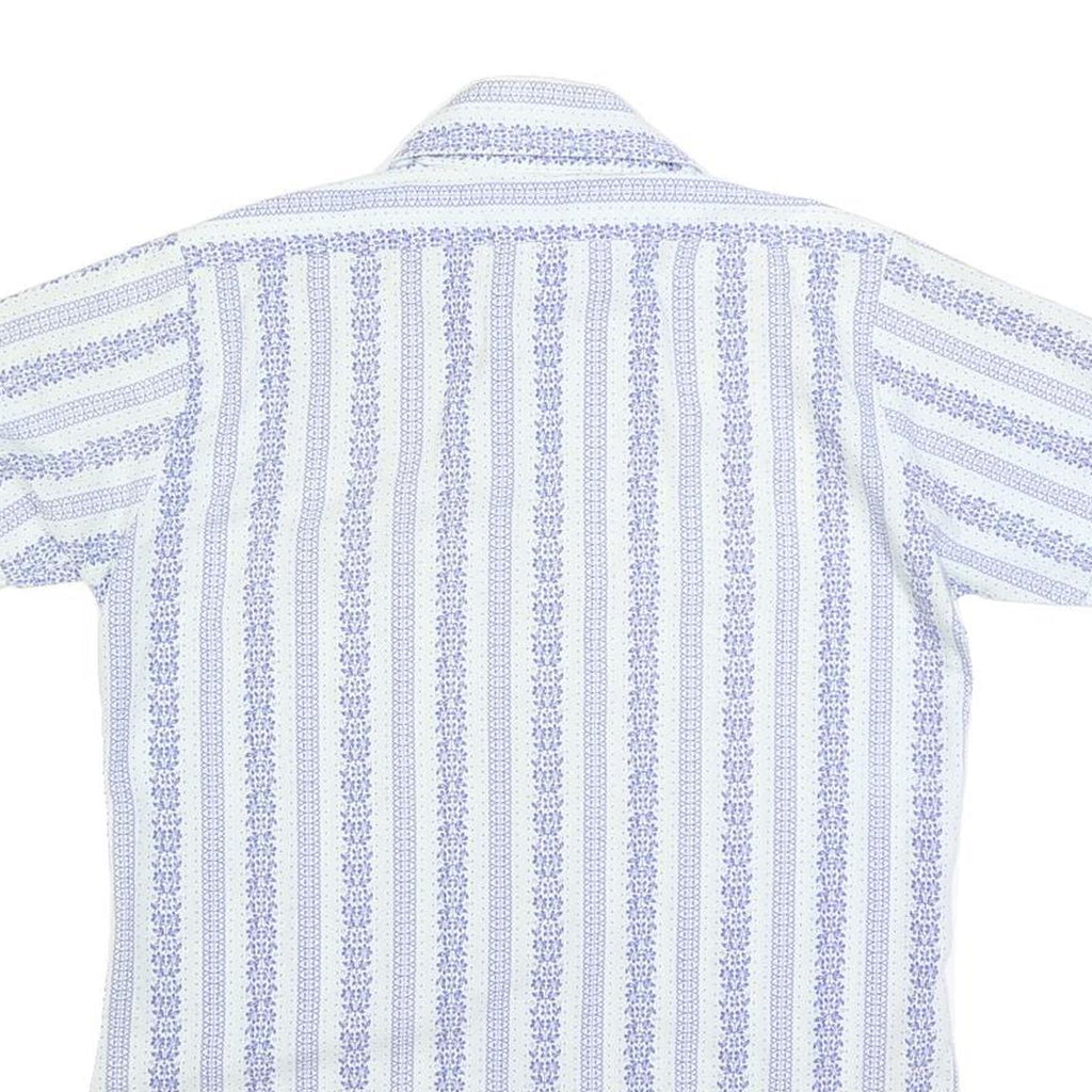 LORD & LORD Mens White & Blue Patterned Shirt S Summer Casual Short Sleeve