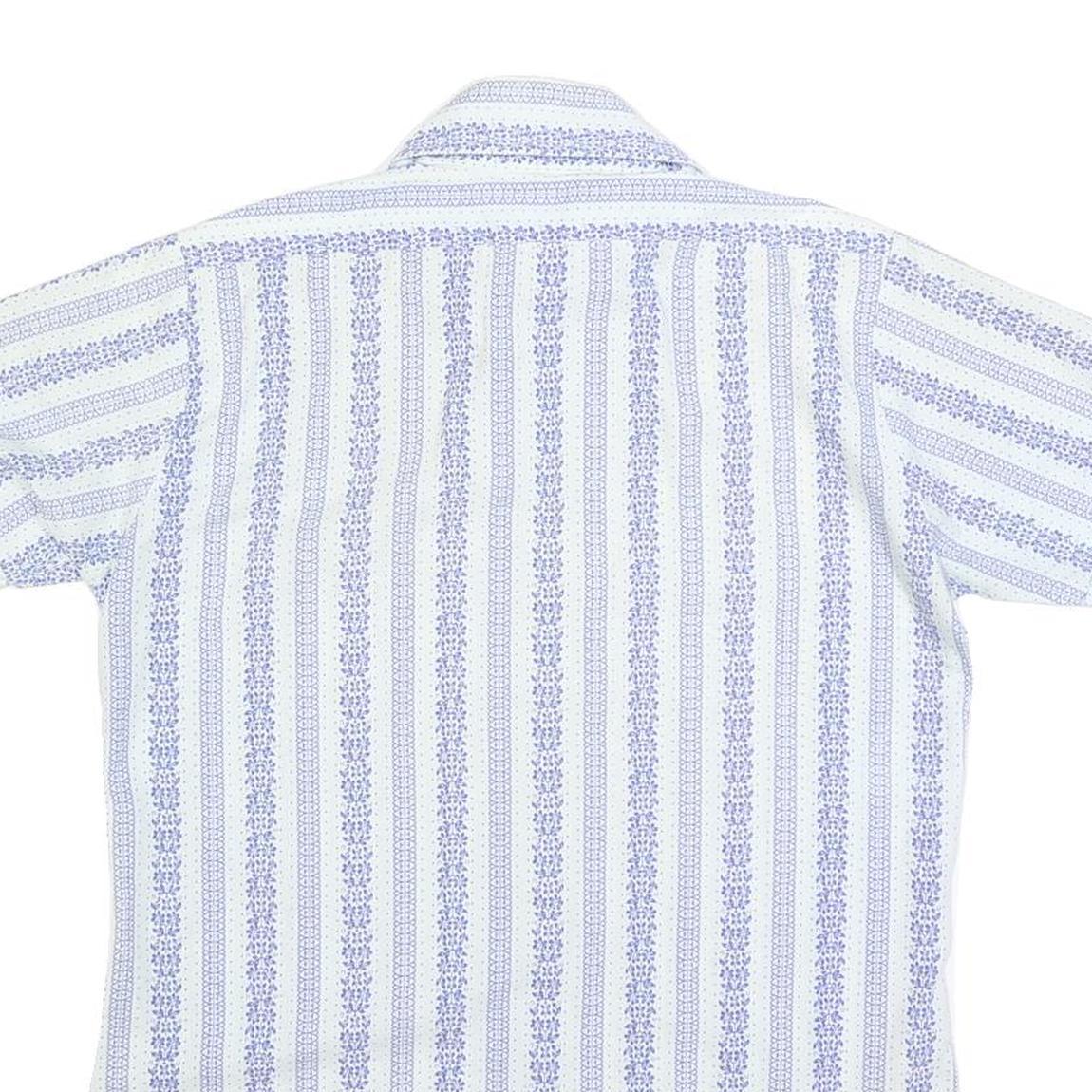 LORD & LORD Mens White & Blue Patterned Shirt S Summer Casual Short Sleeve