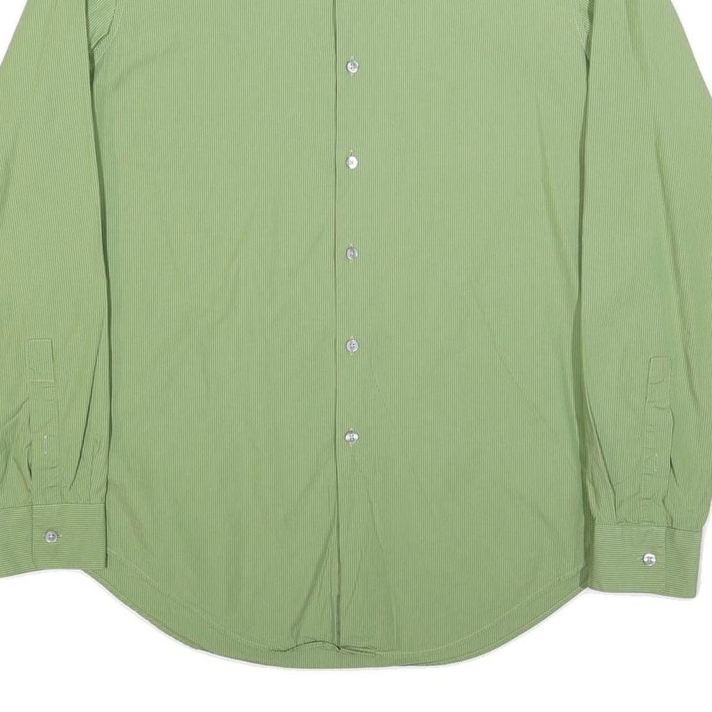 DKNY Mens Green Cotton Blend Shirt L Smart Casual Long Sleeve Button Collar