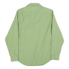 DKNY Mens Green Cotton Blend Shirt L Smart Casual Long Sleeve Button Collar