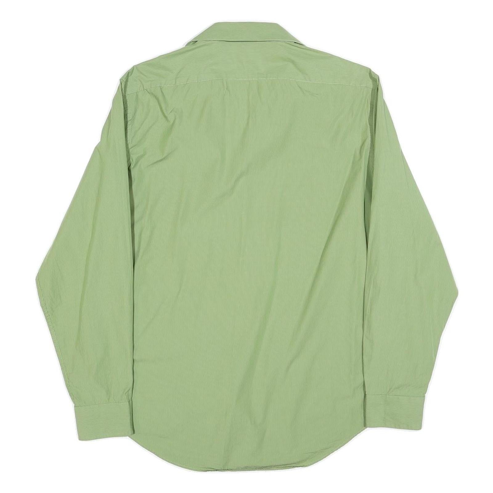 DKNY Mens Green Cotton Blend Shirt L Smart Casual Long Sleeve Button Collar