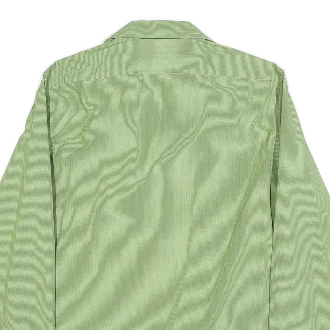 DKNY Mens Green Cotton Blend Shirt L Smart Casual Long Sleeve Button Collar