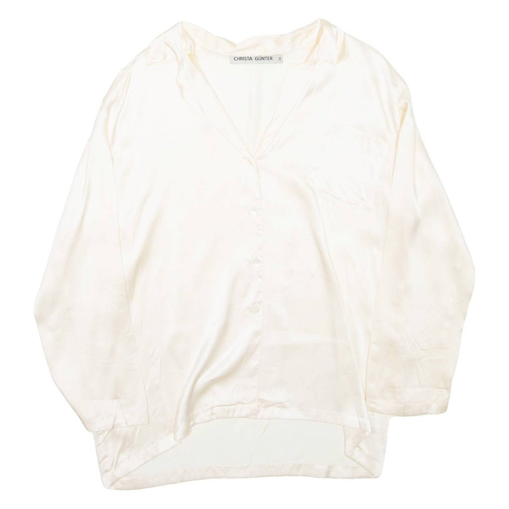 CHRISTA GUNTER Womens Shirt Beige Collared Long Sleeve L