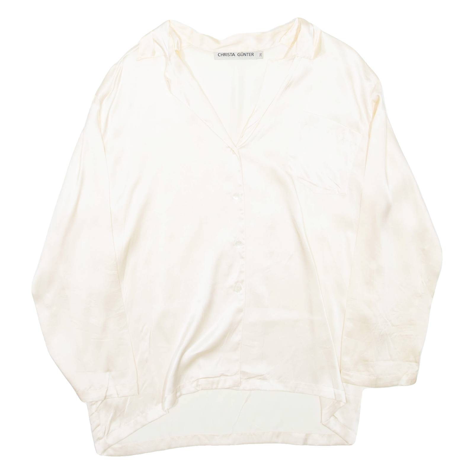 CHRISTA GUNTER Womens Shirt Beige Collared Long Sleeve L