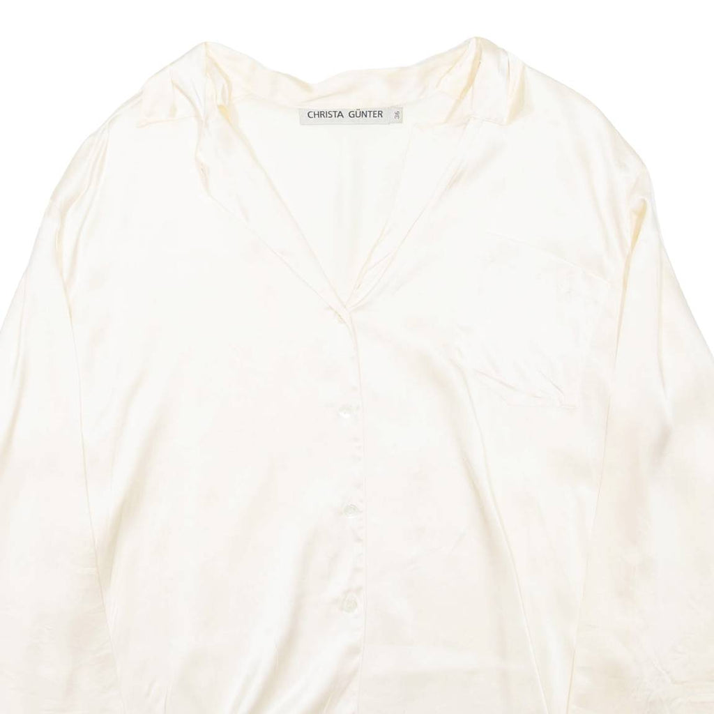 CHRISTA GUNTER Womens Shirt Beige Collared Long Sleeve L