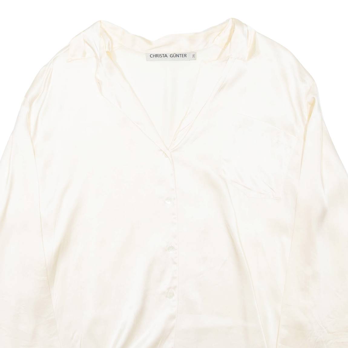 CHRISTA GUNTER Womens Shirt Beige Collared Long Sleeve L