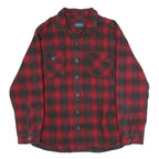 CHEROKEE Mens Red & Black Check Shirt L Cotton Button Pocket Casual Flannel