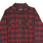 CHEROKEE Mens Red & Black Check Shirt L Cotton Button Pocket Casual Flannel