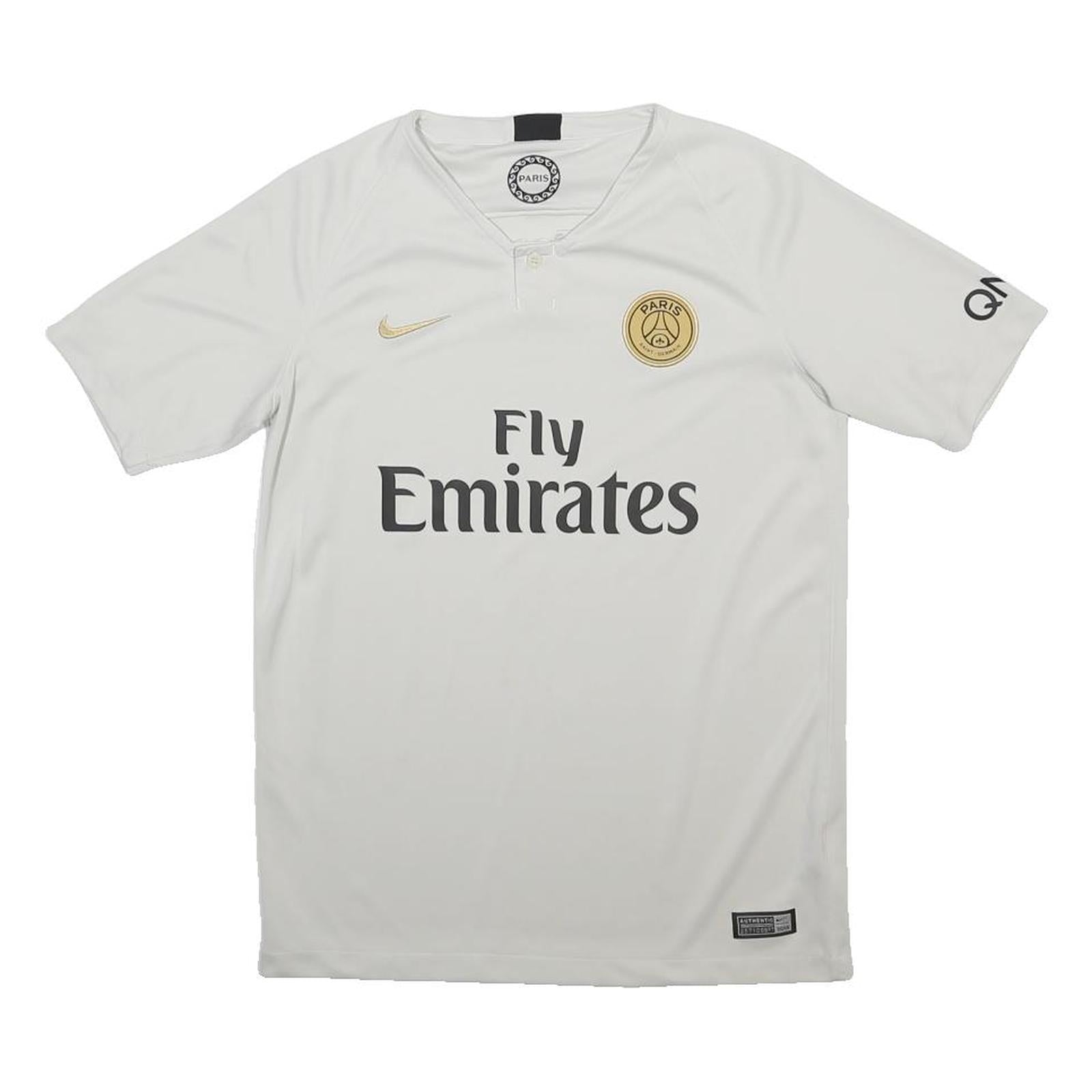 NIKE Boys White Gold Paris Soccer T-Shirt XL Short Sleeve V-Neck Sports