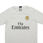 NIKE Boys White Gold Paris Soccer T-Shirt XL Short Sleeve V-Neck Sports