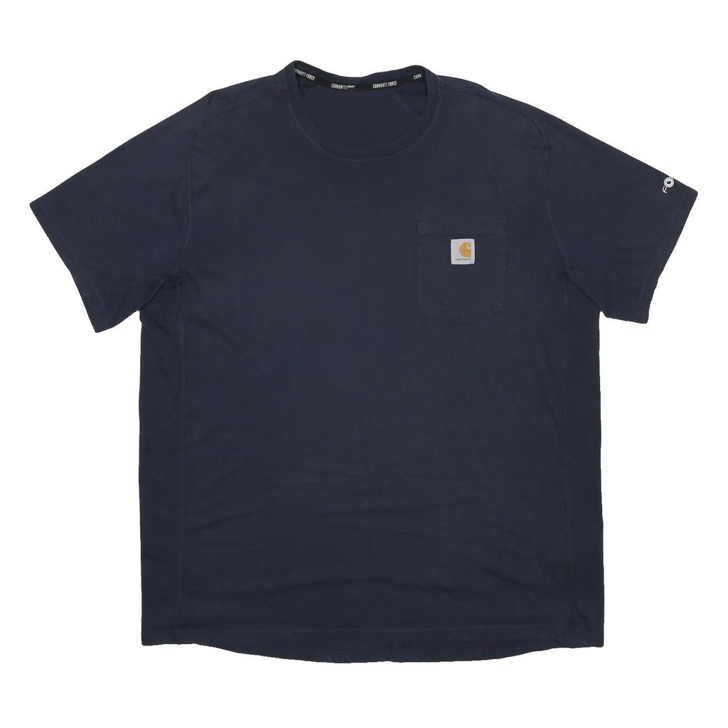 CARHARTT Mens Navy Blue Pocket T-Shirt XL Short Sleeve Crew Neck Cotton Blend