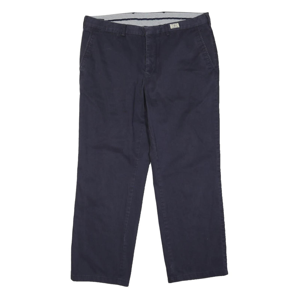 TOMMY HILFIGER Mens Cotton Blend Navy Blue Regular Fit Straight Leg Trousers W37