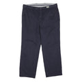 TOMMY HILFIGER Mens Cotton Blend Navy Blue Regular Fit Straight Leg Trousers W37