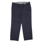 TOMMY HILFIGER Mens Cotton Blend Navy Blue Regular Fit Straight Leg Trousers W37