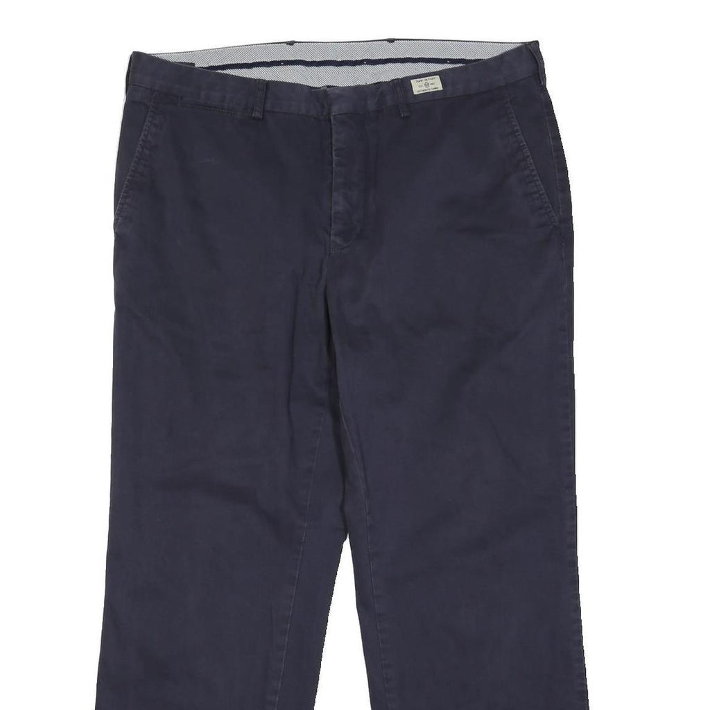 TOMMY HILFIGER Mens Cotton Blend Navy Blue Regular Fit Straight Leg Trousers W37