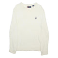CHAPS Mens White Plain Cotton Crew Neck Jumper S Classic Casual Knitwear