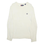CHAPS Mens White Plain Cotton Crew Neck Jumper S Classic Casual Knitwear