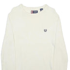 CHAPS Mens White Plain Cotton Crew Neck Jumper S Classic Casual Knitwear