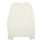 CHAPS Mens White Plain Cotton Crew Neck Jumper S Classic Casual Knitwear