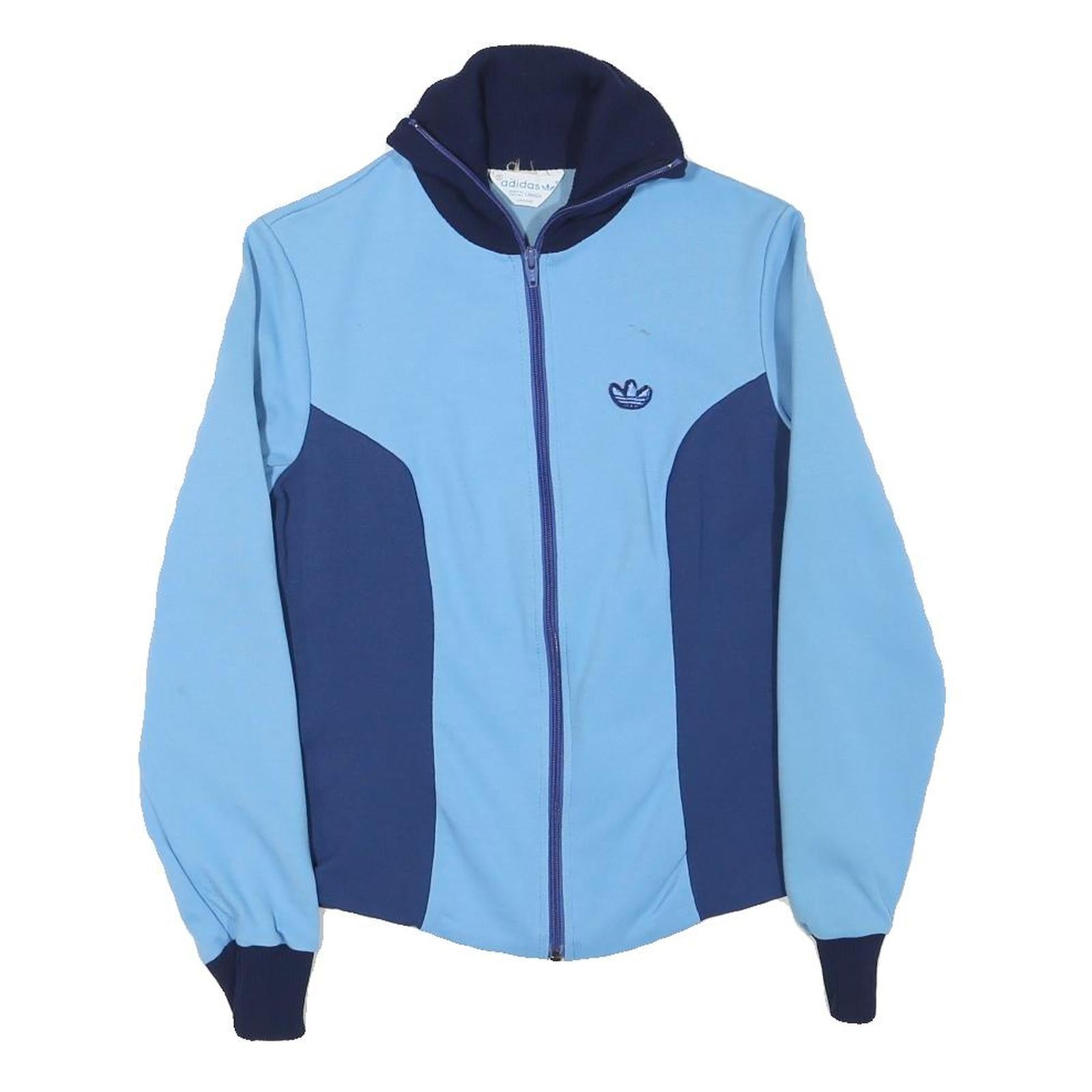 ADIDAS Womens Blue & Navy Zip Jacket S Polyester Blend Plain Sportswear