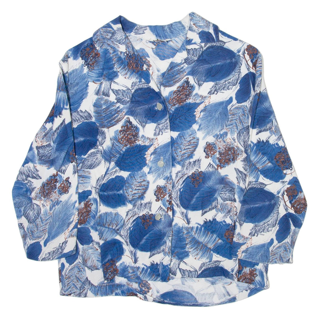 CUNN ELLA Womens Shirt Blouse Blue V-Neck 3/4 Sleeve Floral XS