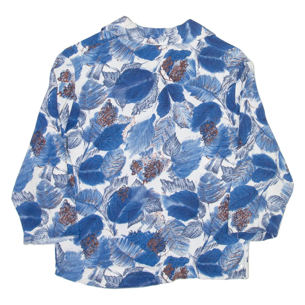 CUNN ELLA Womens Shirt Blouse Blue V-Neck 3/4 Sleeve Floral XS