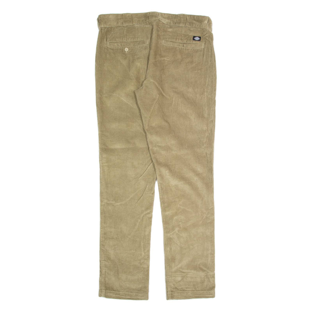 DICKIES Mens Corduroy Trousers Beige Slim Tapered W32 L32
