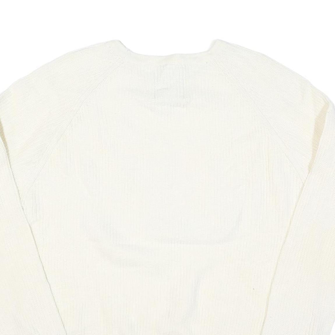 THE BRAND Mens White Jumper Plain Crew Neck Basic Knit XL Cotton Blend