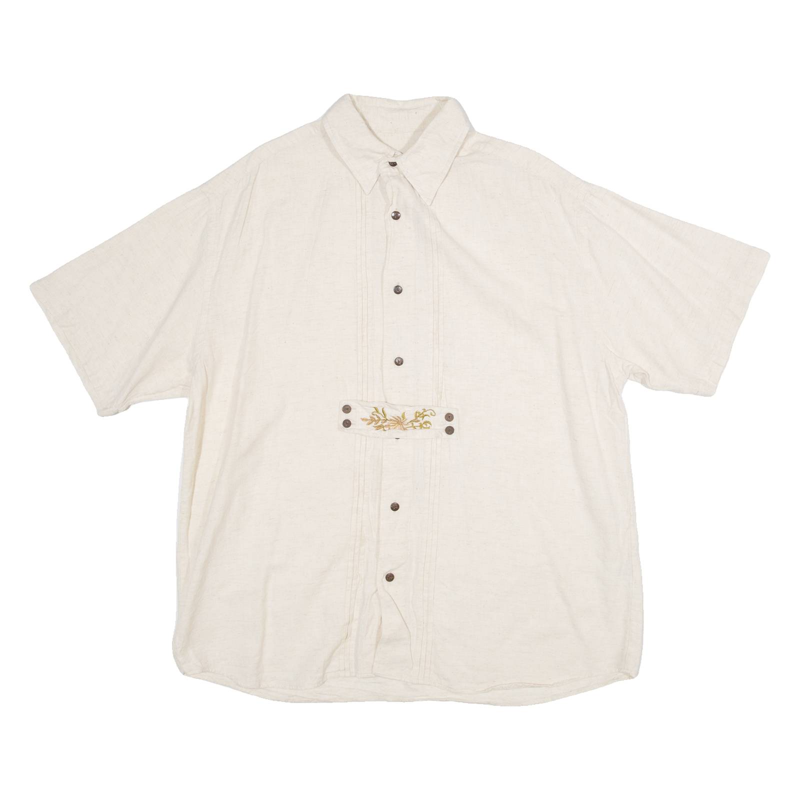 WOODPECKER Mens Plain Shirt Beige 2XL