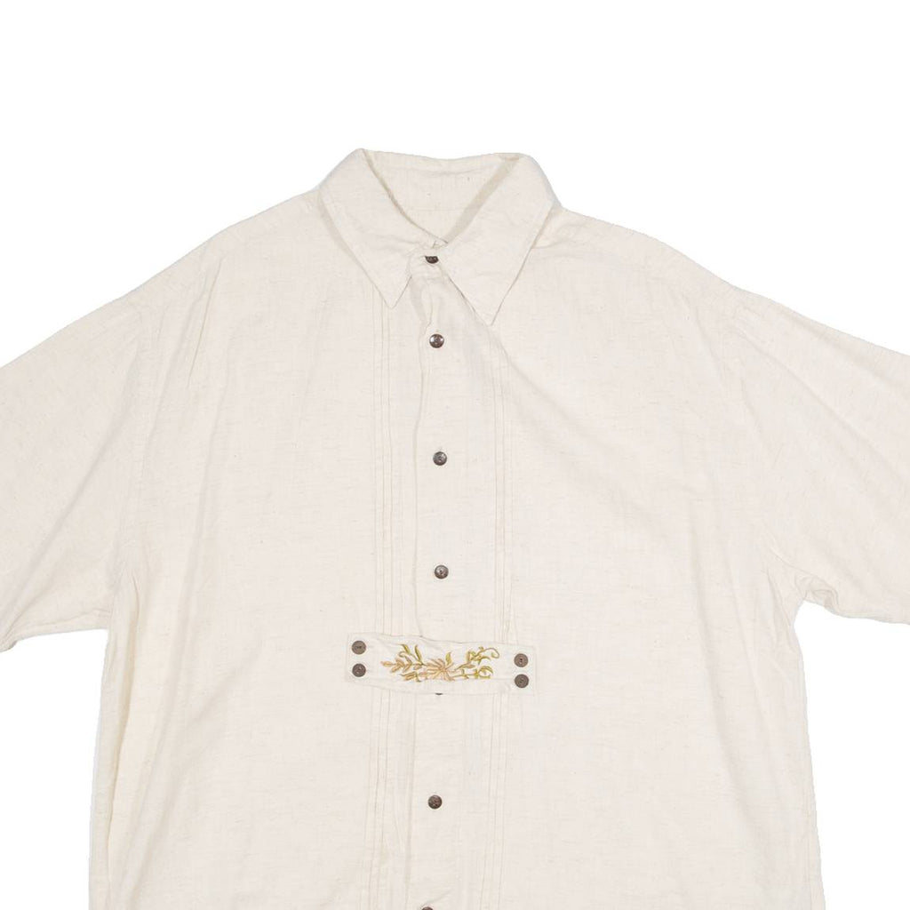 WOODPECKER Mens Plain Shirt Beige 2XL