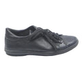 CHANEL Womens Lace-Up Leather Trainers Black UK 6 Designer Casual Footwear