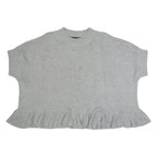 FRENCH CONNECTION Frill Womens Jumper Grey Tight Knit Short Sleeve L