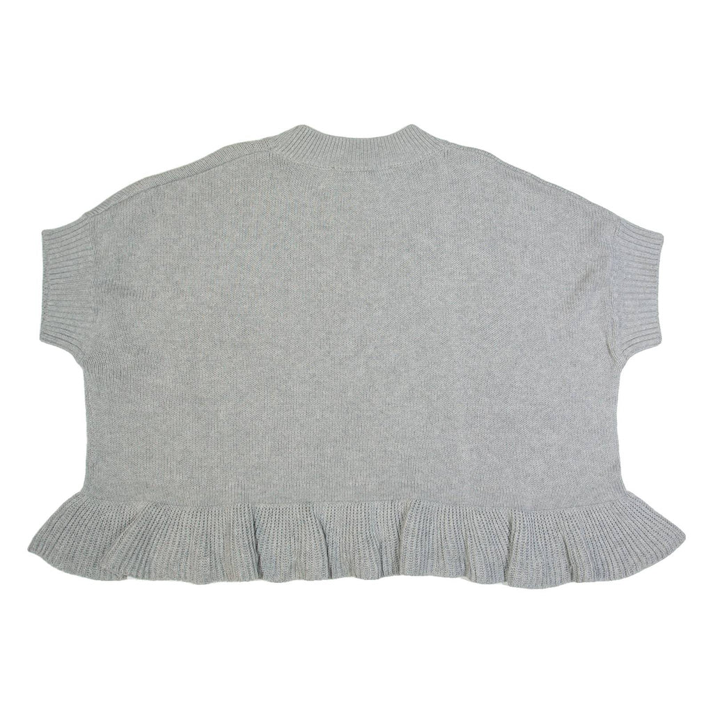 FRENCH CONNECTION Frill Womens Jumper Grey Tight Knit Short Sleeve L